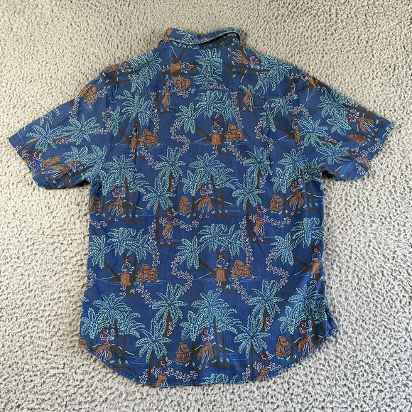 Tommy Bahama Silk Camp Shirt Men's Medium Hula Girl Palm Trees Print Button‎ Up - Picture 5 of 9